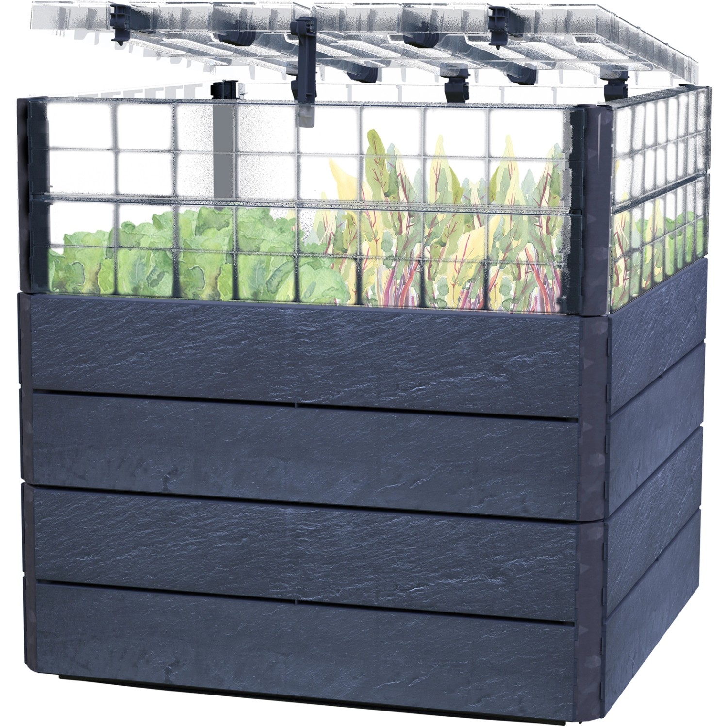 Garantia Hochbeet-System Turbo Plus L Ergo Quadro 80 cm x 80 x cm x 80 cm Stone Garantia Hochbeet-System Turbo Plus L Ergo Quadro 80 cm x 80 x cm x 80 cm Stone von Garantia