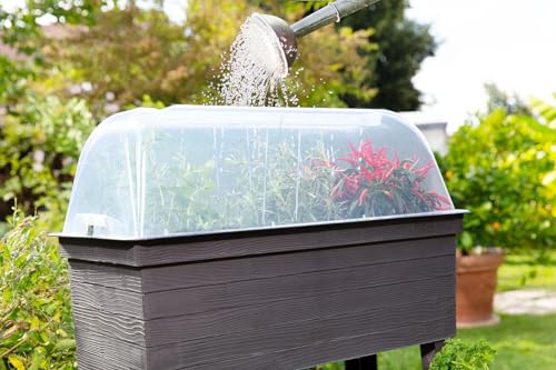Garantia URBAN Balkon-Hochbeet Set inkl. Anzuchthaube - Blumentopf, Garten, Hochbeete für Garten, Pflanzkübel Groß Außen, Blumenkasten, Hochbeet Balkon, Blumenkasten Balkon, Blumenkübel von Garantia