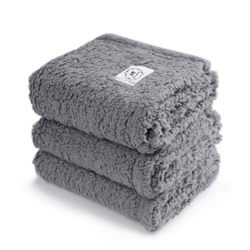 1 Pack 3 Decken Super Weich Premium Flauschig Hundedecke Katzendecke für Haustier Hunde Katze Welpe Grau M(52 * 76 cm) von luciphia