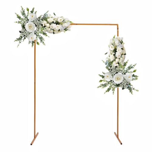 Garbenat 2 x 1.5 M Golden Hochzeitsbogen Quadrat Traubogen Hochzeit Metall Ballonbogen mit Basen Abnehmbarer Blumenbogen für Hochzeiten Geburtstag Party und Bankett Dekoration von Garbenat