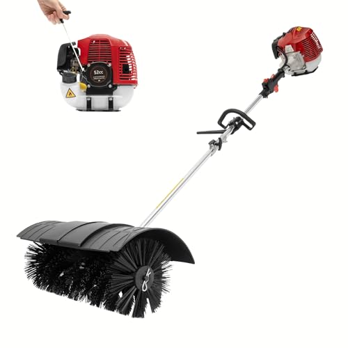 Garbenat 52CC Kehrmaschine Schneefräse Benzin 1.25KW 2-Takt Motorbesen Handkehrmaschine Schneefräsen mit 51CM Bürstenbreite Schneeräumer für Kunstrasen, Draußen Gras, Straßen von Garbenat