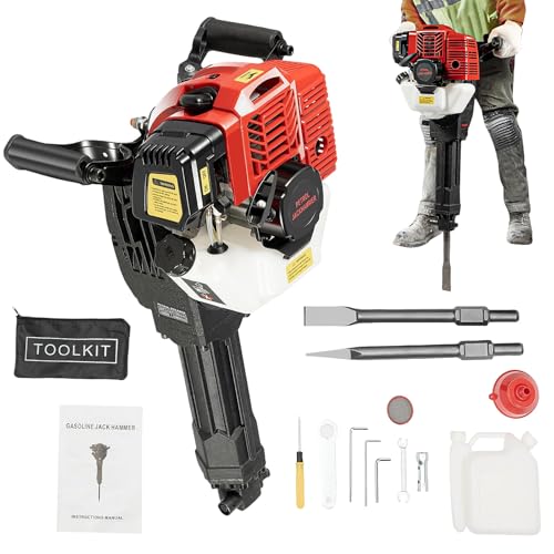 Garbenat Benzin Abbruchhammer 52CC 2-Takt Motor Stemmhammer 1900W Handgehalten Benzin Betonbrecher 55J Schlagkraft Beton Bohrhammer mit Spitzmeißel & Flachmeißel Garbenat Benzin Abbruchhammer 52CC 2-Takt Motor Stemmhammer 1900W Handgehalten Benzin Betonbrecher 55J Schlagkraft Beton Bohrhammer mit Spitzmeißel & Flachmeißel von Garbenat