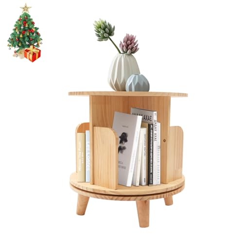 Garbenat Drehbares Bücherregal Einzeln Etagen Bücherregal Kinder Kiefernholz Bücherregal 360° Drehbar Multifunktionales Lagerregal Stapelbares Boden Stehregale für von Büchern Displays (Holzfarbe) von Garbenat