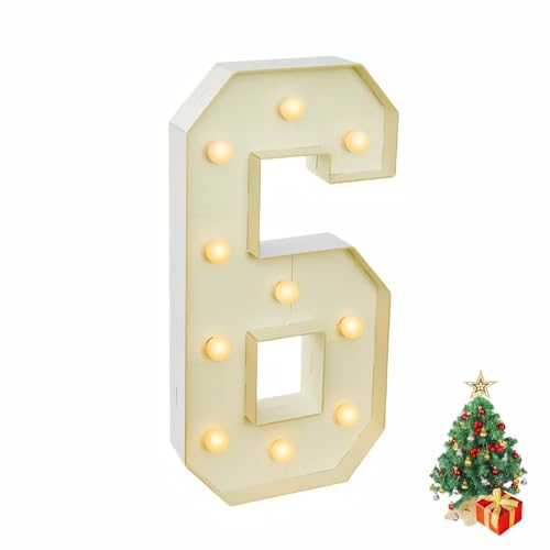Garbenat LED Zahlen Lampe 6" Nummer Licht Upgraded 3D Geburtstag Dekoration Lichter Light Up Zahlen mit 10 x LED-Birnen Einfache Montage 100m Groß Zahlendekoration für Geburtstag, Jahrestag Party-6 Garbenat LED Zahlen Lampe 6" Nummer Licht Upgraded 3D Geburtstag Dekoration Lichter Light Up Zahlen mit 10 x LED-Birnen Einfache Montage 100m Groß Zahlendekoration für Geburtstag, Jahrestag Party-6 von Garbenat