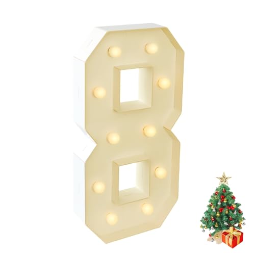 Garbenat LED Zahlen Lampe 8" Nummer Licht Upgraded 3D Geburtstag Dekoration Lichter Light Up Zahlen mit 10 x LED-Birnen Einfache Montage 100m Groß Zahlendekoration für Geburtstag, Jahrestag Party-8 Garbenat LED Zahlen Lampe 8" Nummer Licht Upgraded 3D Geburtstag Dekoration Lichter Light Up Zahlen mit 10 x LED-Birnen Einfache Montage 100m Groß Zahlendekoration für Geburtstag, Jahrestag Party-8 von Garbenat