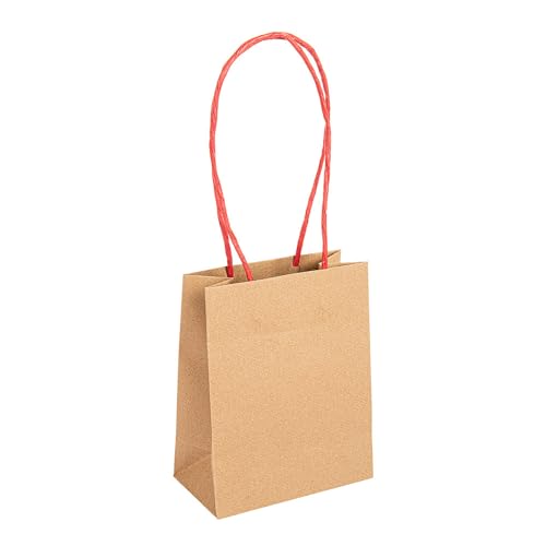 100 Stück - Sos Taschen mit roten Papiergriffen 110 g/m2 12+6,5 x 15 cm Natur Kraft von Garcia de Pou