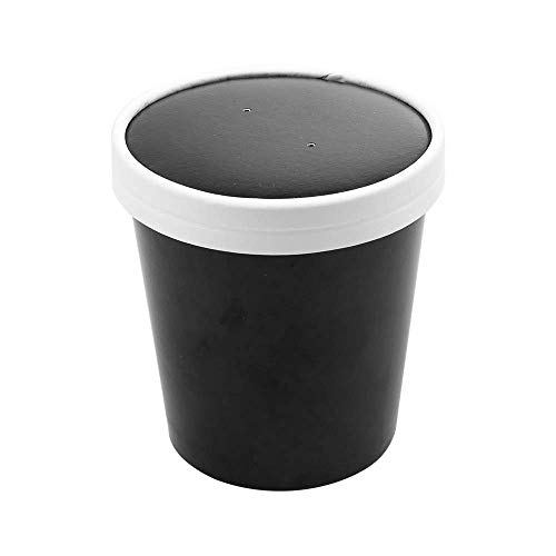 25 Stück – Behälter + Deckel 480 ml 18 Pe + 340 + 18 Pe G/M2 Ø9,6/7,5 x 10 cm schwarz Karton von García De Pou