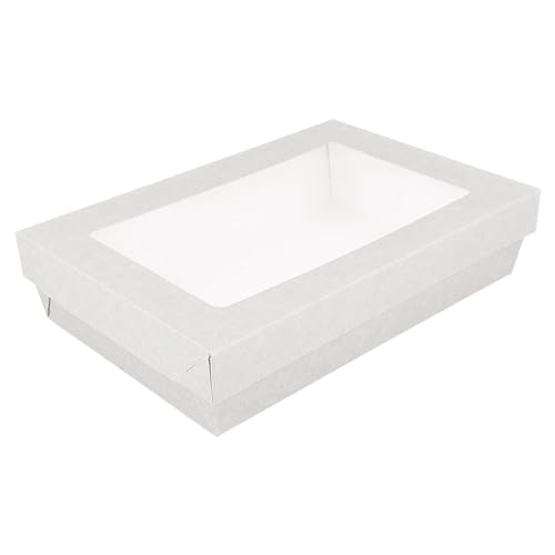 25 Stück - Boxen+Deckel mit Fenster "Thepack", 1300 ml, 250 g/m² + Opp 21 x 14 x 5 cm, Weiß, Nano-Mikro-Wellpappe 25 Stück - Boxen+Deckel mit Fenster "Thepack", 1300 ml, 250 g/m² + Opp 21 x 14 x 5 cm, Weiß, Nano-Mikro-Wellpappe von Garcia de Pou