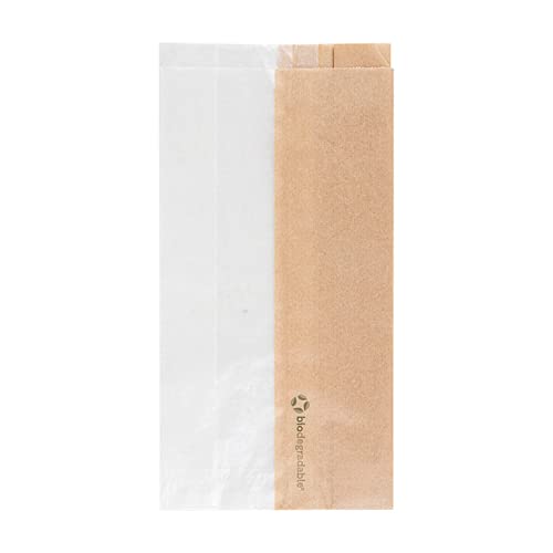 250 Stück - Beutel für Sandwiches mit Fenster Eco 'Corner Window' 40 g/m2 12 + 6 x 23 cm Natural Kraft von García de Pou