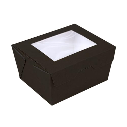 50 Stück - Boxen mit Fenster 'Thepack' 780 ml 230 g/m2 + Opp 11,2 x 9 x 6,4 cm, Schwarz, Nano-Mikro Wellpappe von Garcia de Pou