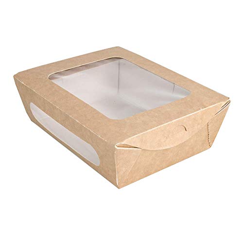 Garcia de Pou 50 Stück - Salatboxen mit Fenster, 700 ml, 391 g/m2 + PE, 16 x 12 x 5 cm, Braun von Garcia de Pou