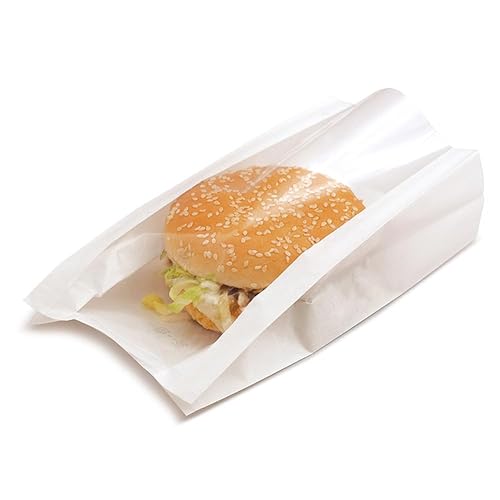 Garcia de Pou 100 Einheit Pack Delikatessen Tasche mit Fenster 50 gsm und 15 PP, 16 (11 + 5) X 21 cm, Kraft, weiß, 16 x 30 x 21 cm von Garcia de Pou