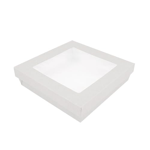 Garcia de Pou 25 Stück - Boxen+Deckel mit Fenster Thepack, 1000 ml, 250 g/m² + Opp 18,5 x 18,5 x 4 cm, Weiß, Nano-Mikro-Wellpappe von Garcia de Pou
