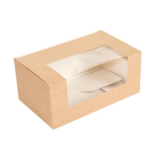 Garcia de Pou 50 Stück – Gebäckboxen mit Fenster 'Thepack' 240 g/m2 + Opp 18 x 11 x 8 cm Natur Nano-Mikro Wellpappe von Garcia de Pou