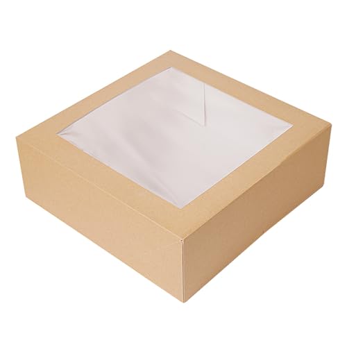 Garcia de Pou 50 Stück – Gebäckboxen mit Fenster 'Thepack' 240 g/m2 + Opp 30 x 30 x 8 cm Natur Nano-Mikro Wellpappe von Garcia de Pou