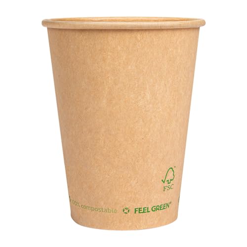 Garcia de Pou 50 Stück Pappbecher, 1 Wand, Plastic Free, 360 ml, 300 g/m², Ø 9/6 x 11 cm, Braun, Karton von Garcia de Pou