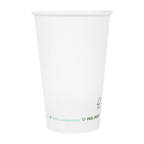 Garcia de Pou 50 Stück Pappbecher 1 Wand 'Plastic Free', 660 ml, 300 g/m², Ø 9/6 x 17 cm, weißer Karton von García de Pou