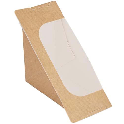 Garcia de Pou 50 Stück - Sandwichboxen Dreieckig, doppelseitig + Fenster selbstklebend 'Thepack' 220 G/M2 + Opp 12,4 x 12,4 x 7,5 cm Natur Nano-Mikro Wellpappe von Garcia de Pou