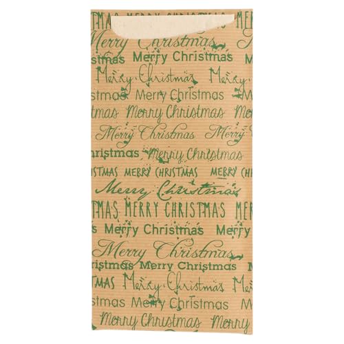 García de Pou 802.07 Bestecktaschen, Servietten aus recyceltem Merry Christmas, 80 + 10 Stück G/M2, 11,2 x 22,5 cm, Braun von García de Pou