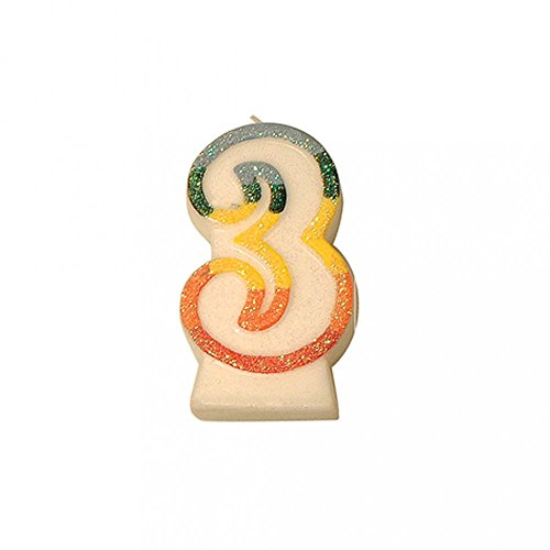 Geburstagskerzen N.3 Kandiert 9 Cm Weiss Wachs - 24 Un. von García de Pou