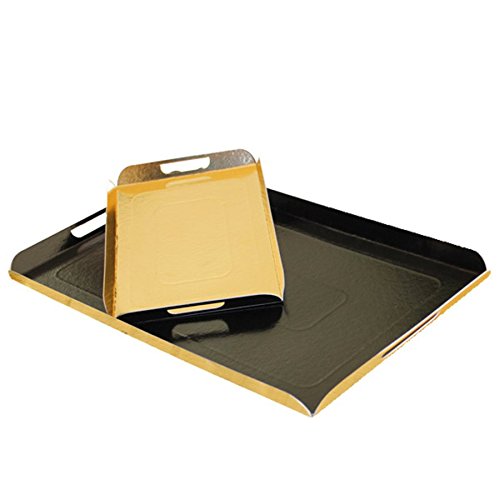 Tabletts Mit Henkeln 28X42 Cm Schwarz/Gold Karton - 25 Un. von Garcia de Pou