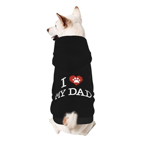 Hunde-Kapuzenpullover mit Aufschrift "I Love My Dad", für kleine Katzen, weich, lustig von GardEssere