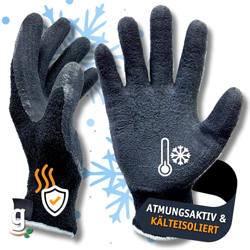 Gardazon Arbeitshandschuhe Winter thermo Griff – Größe 10, 1 Paar - Atmungsaktiv Winterarbeitshandschuhe Latexbeschichtet Schutzhandschuhe wärmeisolierend, Polyester-Frottee höchste Kältebeständigkeit von Gardazon