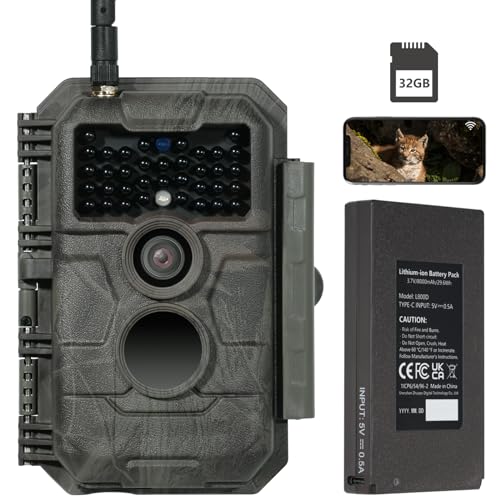 GardePro E6P Max Wildkamera WLAN, Wiederaufladbare 8000mAh Akku, integrierte SD Karte, 64MP 1296P, E6PMB Wildtierkamera mit bewegungsmelder nachtsicht, Handyübertragung von GardePro