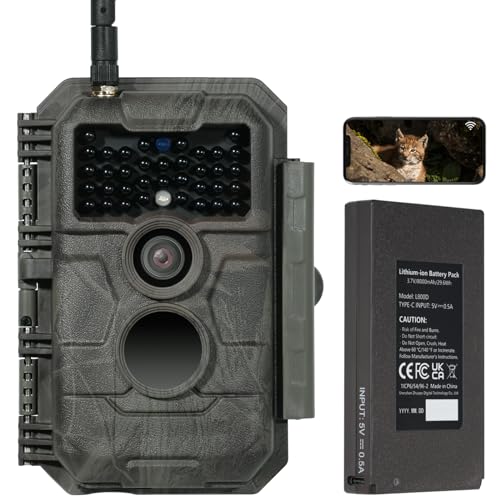 GardePro E6P Wildkamera WLAN, Wiederaufladbare 8000mAh Akku, 64MP 1296P, Wildtierkamera mit bewegungsmelder nachtsicht, Handyübertragung von GardePro