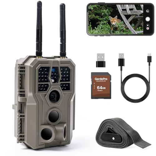 GardePro E8 2.0 Wildkamera Dual Antenne WLAN mit 64GB SD Karte, 64MP H.264 4K Video, 30m Infrarot Nachtsicht Bewegungsmelder Wildtierkamera WiFi Handyübertragung mit App, 0,1s Schnelle Trigger, IP66 GardePro E8 2.0 Wildkamera Dual Antenne WLAN mit 64GB SD Karte, 64MP H.264 4K Video, 30m Infrarot Nachtsicht Bewegungsmelder Wildtierkamera WiFi Handyübertragung mit App, 0,1s Schnelle Trigger, IP66 von GardePro