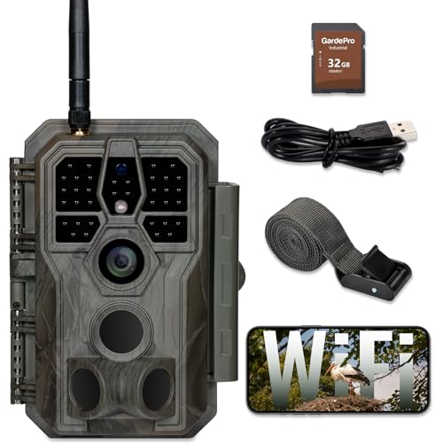 GardePro E8 Wildkamera WLAN mit 32 GB SD-Karte, 64MP H.264 1296P Video, 27m Infrarot Nachtsicht Bewegungsmelder Wildtierkamera WiFi Handyübertragung, 0,1s Schnelle Trigger, IP66 GardePro E8 Wildkamera WLAN mit 32 GB SD-Karte, 64MP H.264 1296P Video, 27m Infrarot Nachtsicht Bewegungsmelder Wildtierkamera WiFi Handyübertragung, 0,1s Schnelle Trigger, IP66 von GardePro