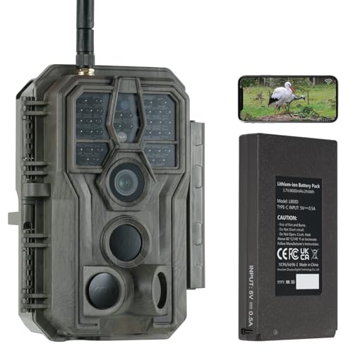 GardePro E8P Wildkamera WLAN, Wiederaufladbare 8000mAh Akku, 64MP 1296P, Wildtierkamera mit bewegungsmelder nachtsicht, Handyübertragung, WiFi, App von GardePro