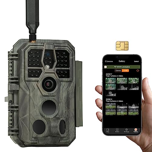 GardePro X50 4G LTE Wildkamera mit SIM-Karte und App, 48MP 1296P H.265 Video, No Glow Nachtsicht Bewegungsmelder, 4G Jagdkamera Wildtierkamera Handyübertragung, IP66 Fotofalle von GardePro