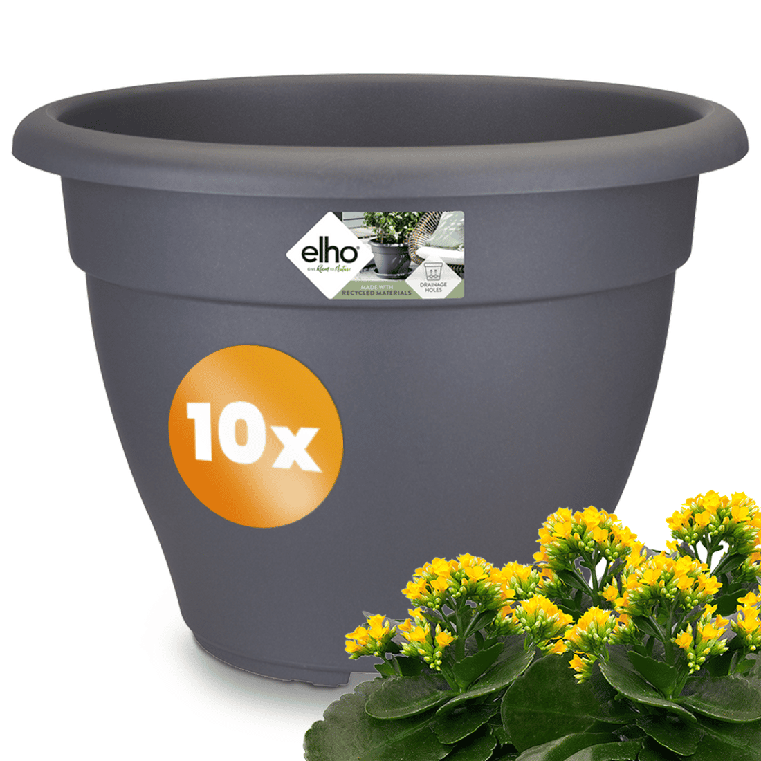 Blumentopf 10er-Set Anthrazit 29x22cm 7,1L von Gardebruk®