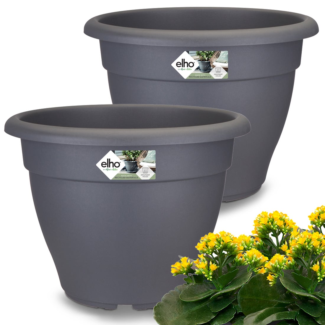 Blumentopf 2er-Set Anthrazit 29x22cm 7,1L von Gardebruk®