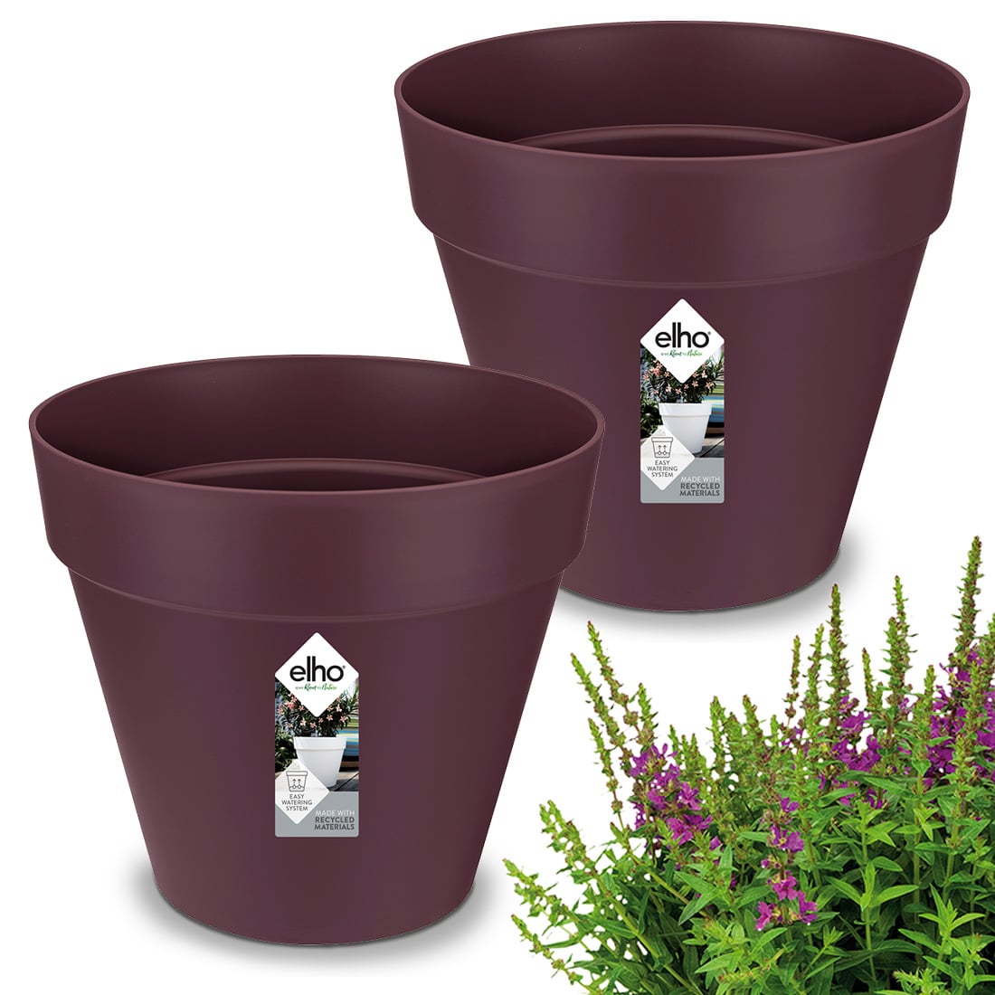 Blumentopf 2er-Set Maulbeere matt 19x18cm 3L von Gardebruk®