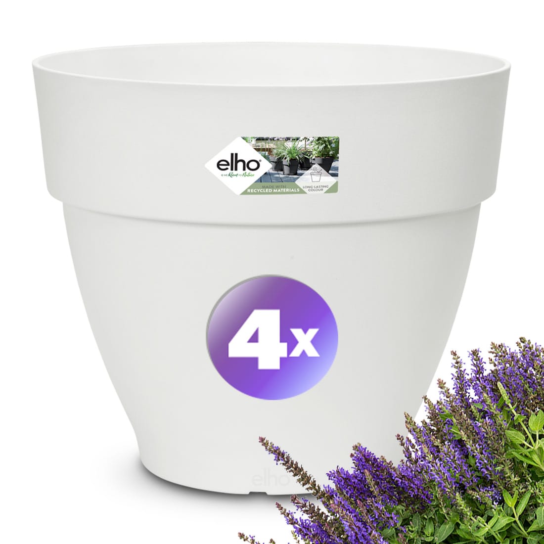 Blumentopf 4er-Set Weiß 30x25cm 11,3L von Gardebruk®