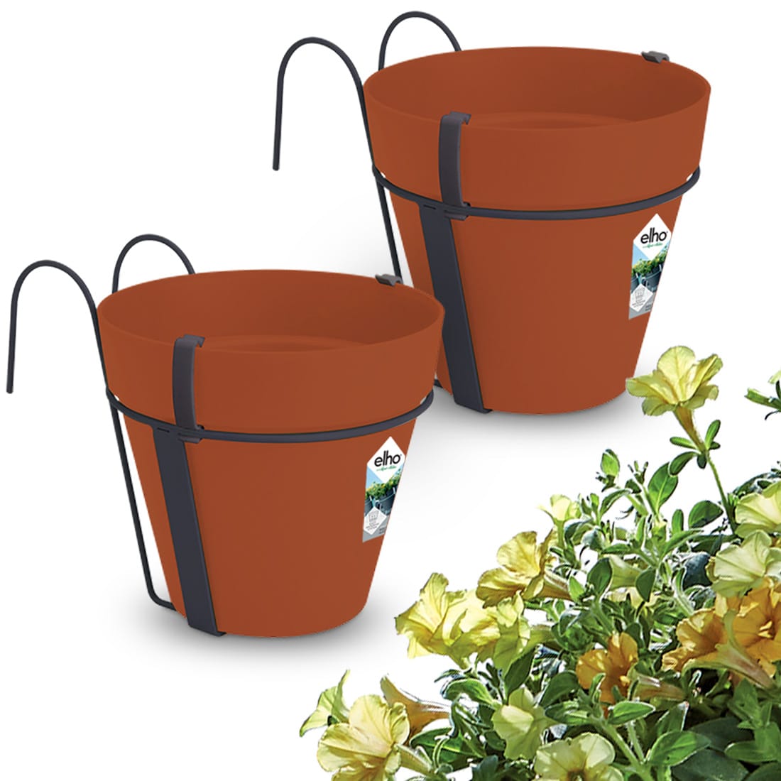 Blumentopf Terrakotta 2er-Set 20x28cm mit Halterung von Gardebruk®