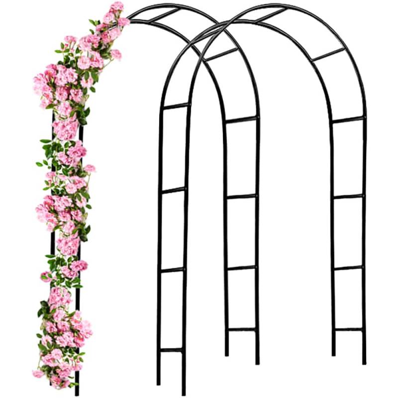 Rosenbogen 2er-Set Schwarz 240x37x140cm von Gardebruk®