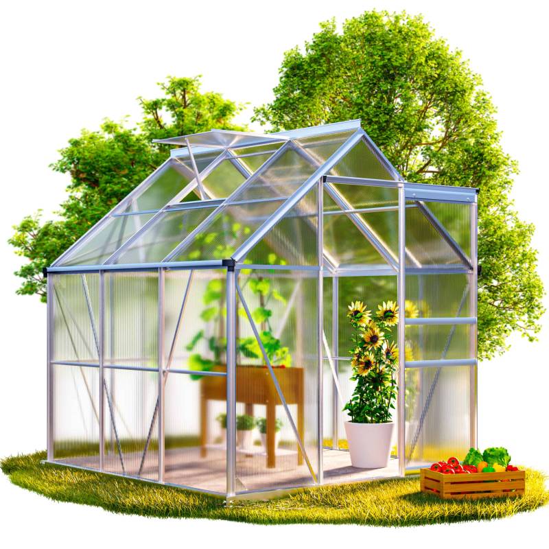 Alu Gewächshaus 190x190x195cm mit Fundament von Gardebruk®