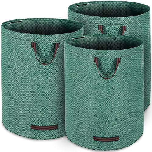 GARDEBRUK® Gartenabfallsack 3x280 Liter 50 kg Belastbarkeit doppelte Nähte 3 stabile Griffe robust abwaschbar Garten Rasensack Gartentasche Laubsack von Gardebruk