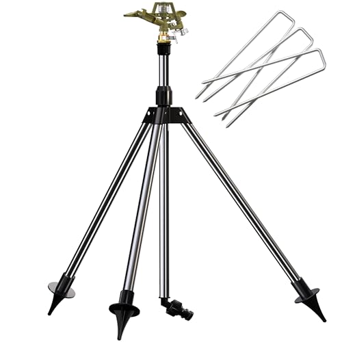 GARDEBRUK® Sprinkler Teleskopstativ Sprengweite bis 24m 360° Sprühaufsatz Impulsregner Rasensprenger Sektorenregner Bewässerungssystem Gartenbewässerung von Gardebruk