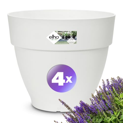 Gardebruk® 4X Blumentopf Vibia Campana 25x21cm Abstandhalter rund Übertopf Pflanzkasten Pflanzentopf Pflanzgefäß Kunststoff Blumenkasten weiß von Gardebruk