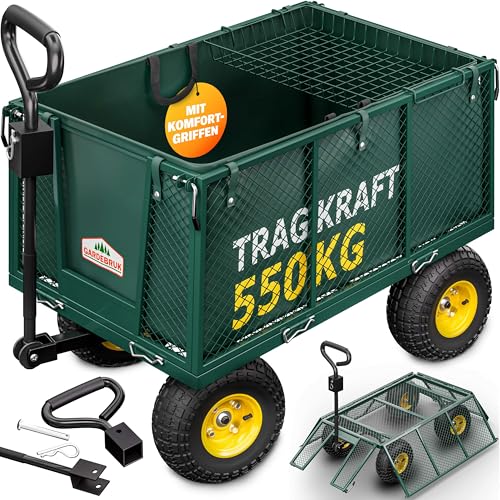 Gardebruk® Bollerwagen 550kg Belastbar Klappbar Stabil Herausnehmbare Plane Gerätewagen Handwagen Garten Gartenkarre Gartenwagen Transportwagen Karre von Gardebruk