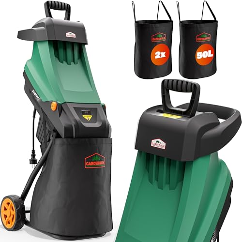 Gardebruk® Gartenhäcksler 3100 W max. 45 mm Aststärke Elektrisch 2X 50 L Auffangbeutel Messerhäcksler Häcksler Schredder von Gardebruk