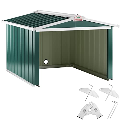 Gardebruk® Mähroboter Garage 86x100x63cm Satteldach Metall Witterungsbeständig 4X Erdanker Carport Rasen Garten Grün von Gardebruk
