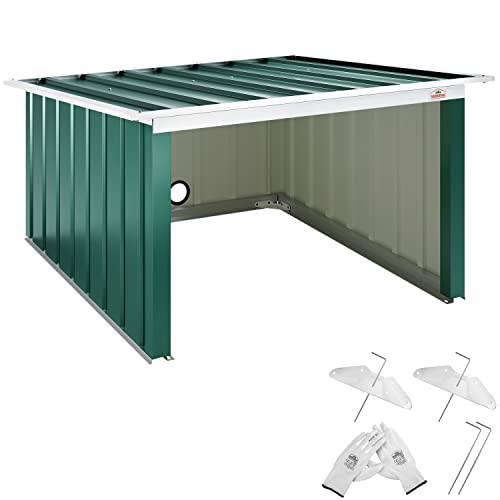 Gardebruk® Mähroboter Garage 89x90x54cm Pultdach Metall Wetterbeständig Dach klappbar 4X Erdanker Carport Regenschutz Rasenroboter Grün von Gardebruk