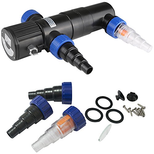 Gardebruk® Teichklärer 11 Watt 5m Kabel 3 Anschlussadapter Gartenteich Aquarium UVC Klärer Lichtfilter Wasserklärer Algenvernichter Wasseraufbereiter UV von Gardebruk