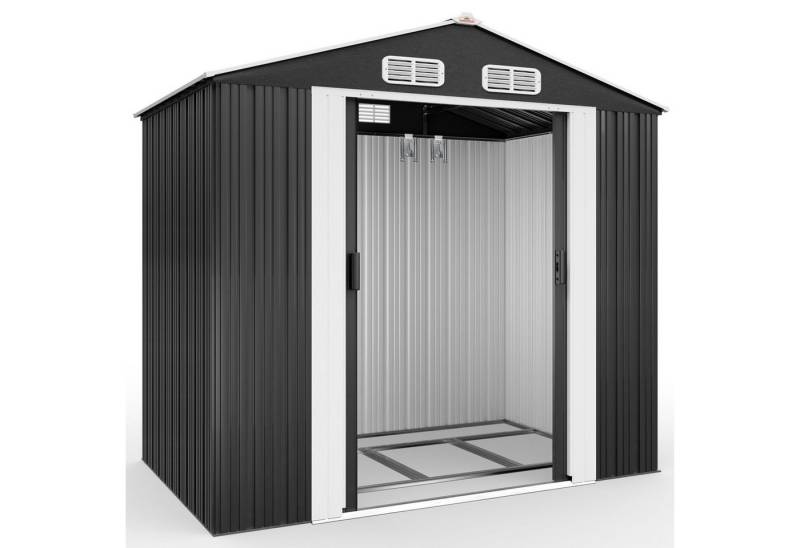 Gardebruk Gerätehaus, BxT: 132x196 cm, XL Metall 2m² mit Fundament 196x132x188cm Schiebetür Anthrazit von Gardebruk