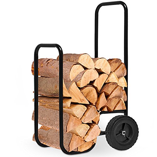 Gardebruk Kaminholzwagen Groß 105x56x45cm 80 kg Stahl Brennholzkarre Holzwagen Holzkorb Sackkarre Transportwagen Schwarz von Gardebruk